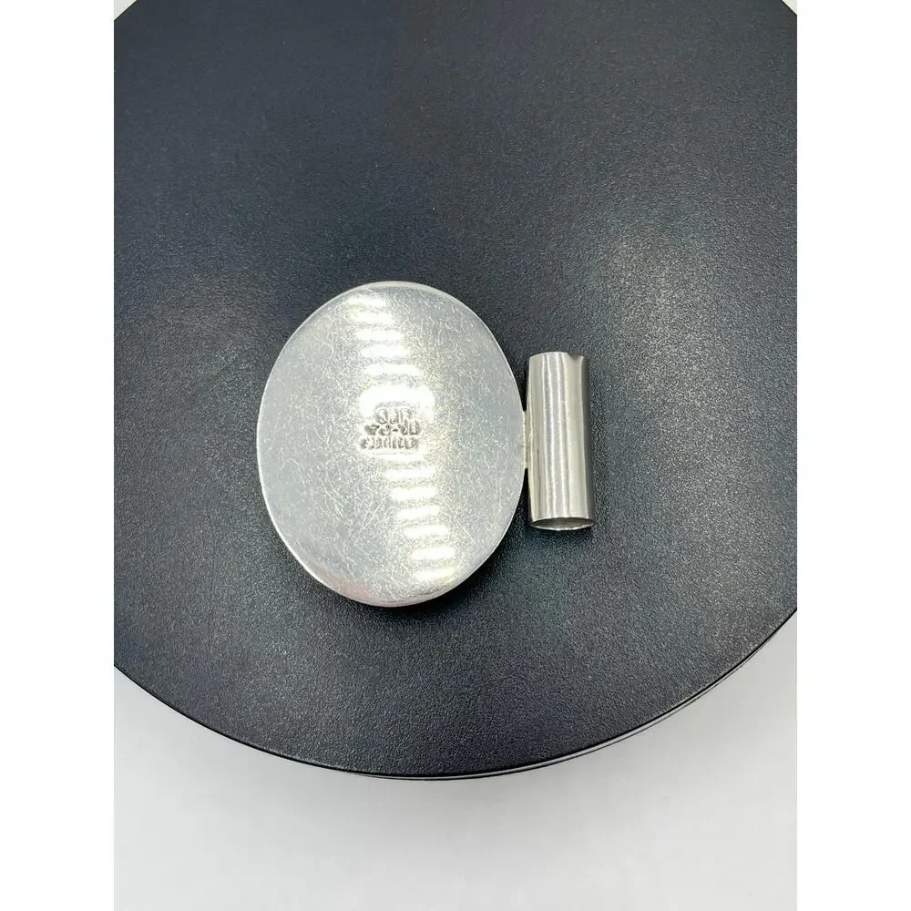 Vintage Sterling Silver Large Mexico TJ-78 Black Onyx Oval Modernist‎ Pendant
